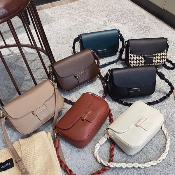 

2021 new simple female daily bag casual pu leather sling handbag purse women elegant woven shoulder crossbody totes hand bags