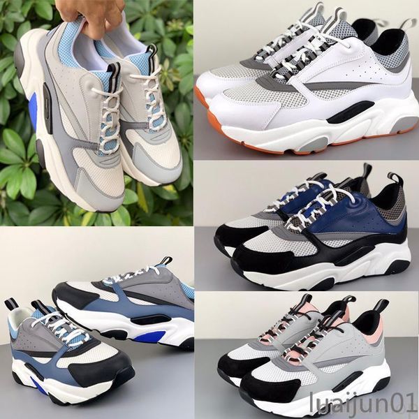 

men technical knit calfskin trainers platform shoes brand women designer sneakers luxury fashion b22 sneakers reflective couple casual lua, Black
