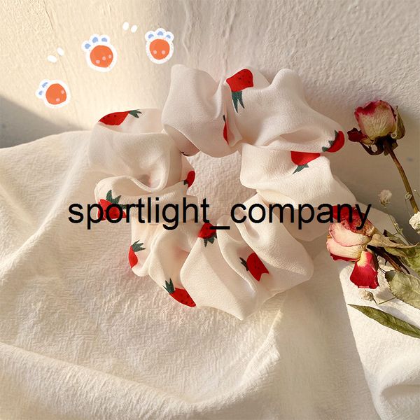 

sweet strawberry flowers scrunchies hair accessories for women girl elastic ring hair tie ponytail holder rubber hair band, Slivery;white