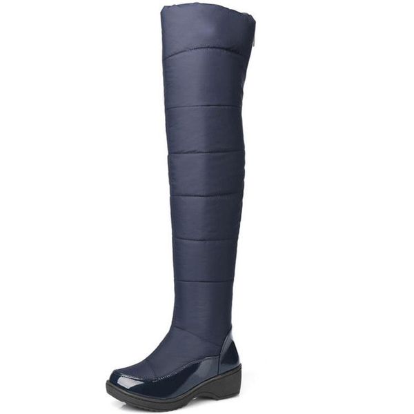 

snow boots for women women's rubber shoes rain booties ladies round toe clogs platform zipper thigh high heels high sexy, Black