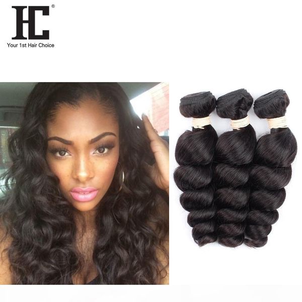 

hc hair brazilian remy human hair weave 3 bundles brazilian virgin human hair bundles loose wave virgin human extensions, Black