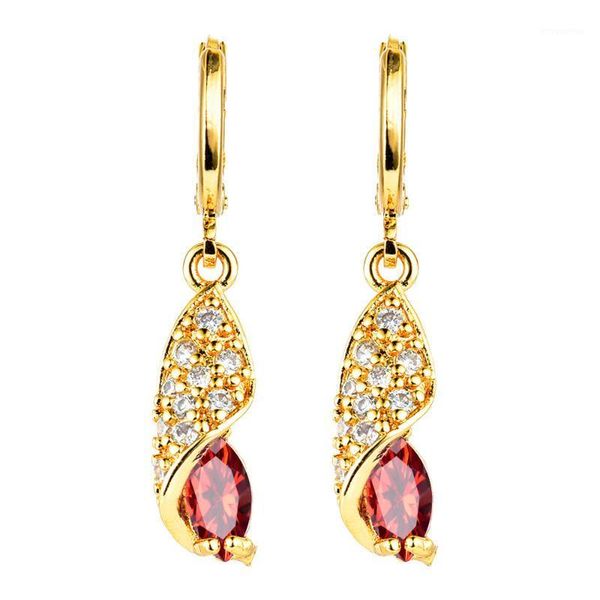 

women gold color drop earrings red purple pink cz dangle drop earrings jewelry1, Silver