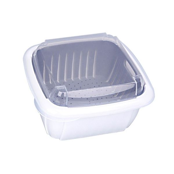 

double layer drain basket vegetable fruit washing kitchen strainer drainage lid 425d