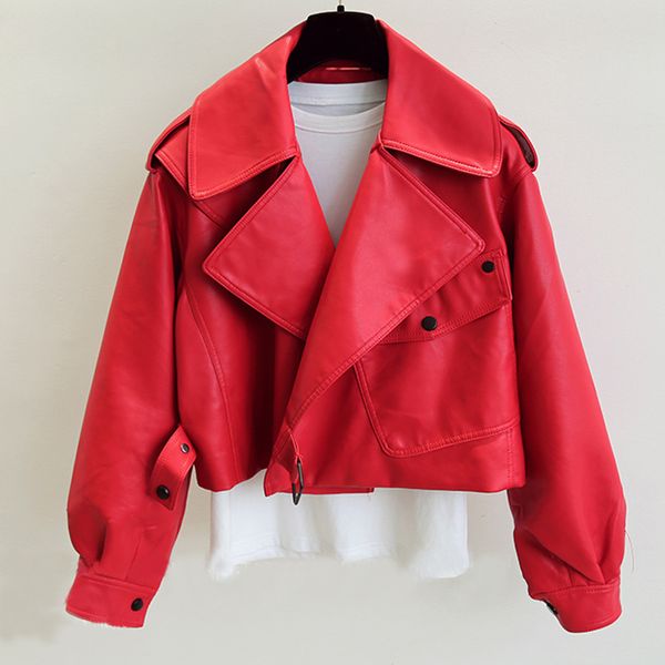 

2021 new spring of the female plutonium with a solid leather belt ladys loose casual jacket outwear 1tp5, Black