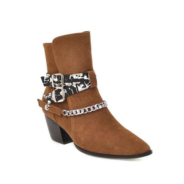 

2020 new woman's high heels boots suede solid color shoes woman pointed side zipper women's winter boots size 34-39, Black