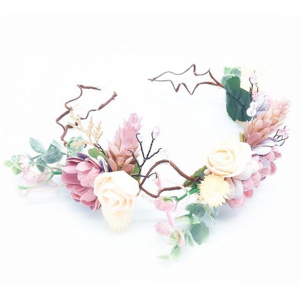 

leather flower crown bride wedding party hair accessories girls flower wreath headband floral garlands women headdress o qylqgl