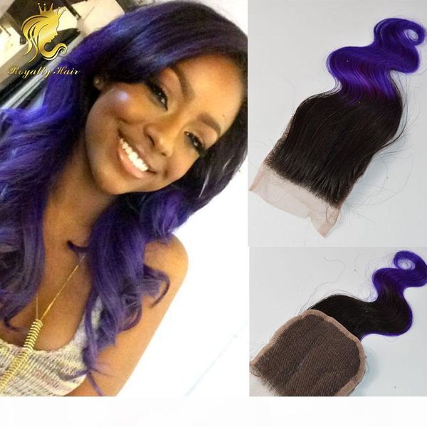 

two tone ombre body wave lace closure ombre malaysian hair part 1b purple ombre body wave hair, Black;brown