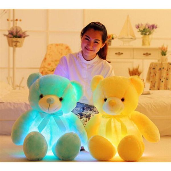 

50 см творческий свет светодиодный плюшевый медвежонок чучела плюшевые игрушки красочные светящиеся мишка рождественский подарок для детей s