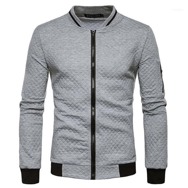 

brand clothing men's sweatshirt zipper cardigan jacket coat jacket fashion plaid stand collar mens autumn sweatshirt11, Black
