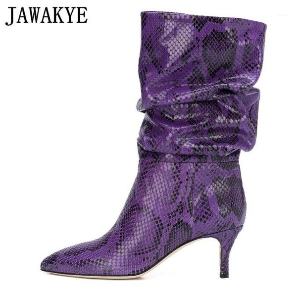 

snake print faux leather ankle boots women pointed toe kitten heel formal dress shoes ladies suede leather winter wrinkled boots1, Black