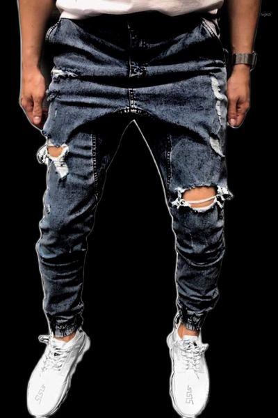 

men's jeans skinny stretch denim pants distressed slim fit fashion jeans trousers men autumn long pants streetwear1, Blue