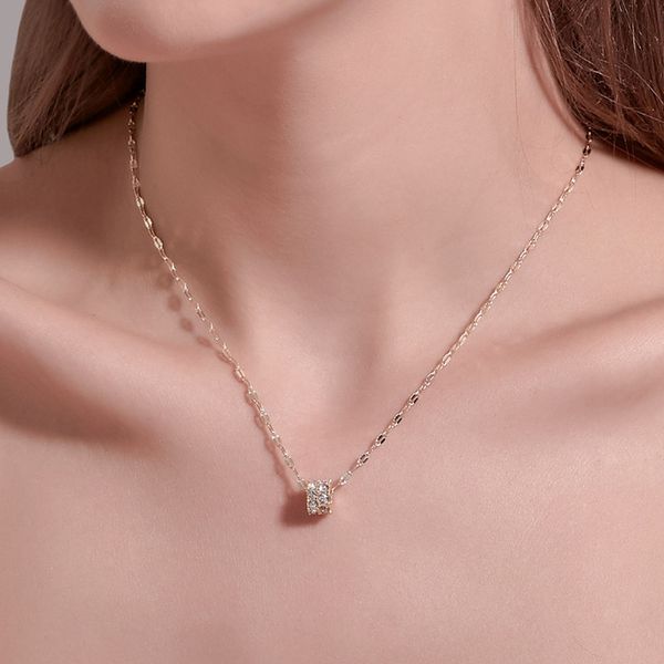 

15pcs/lot korean trend ring pendant necklaces geometric gold alloy clavicle chain women diamond gift necklaces jewelry accessories, Silver