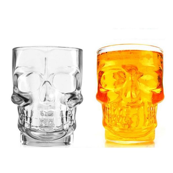 

creative handmade skull shaped beer glass cup 500ml large capacity bar ktv beer glass with handle crystal skull glassware cups dh1191 t03