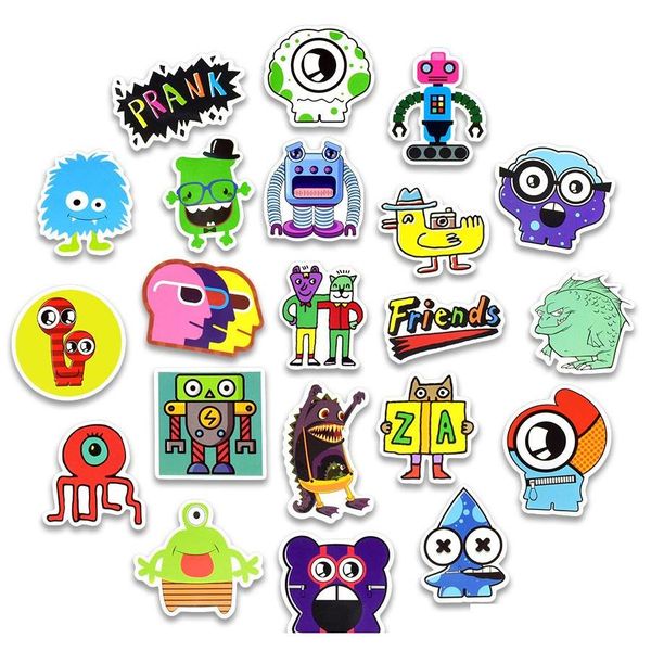 

50 pcs waterproof doodle stickers funny little monster robot decal sticker gift toys for children diy lapfridge su sqcdty toys2010