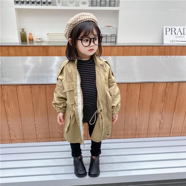 

coat children's autumn windbreaker waist long workwear jacket for children1, Blue;gray