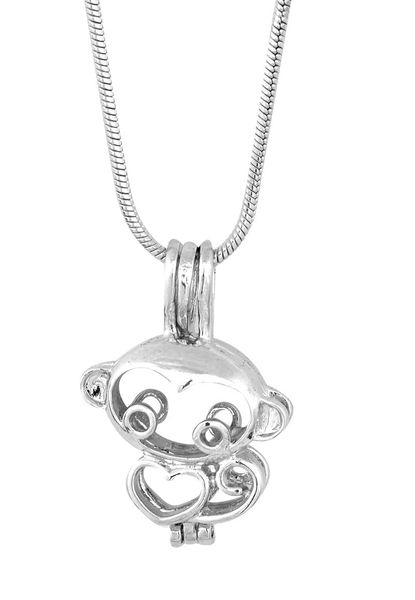 

18kgb смешные обезьяны pearl клетка подвеска для diy желания любовь жемчужина кулон ювелирные изделия хороший подарок женщины p87, Silver