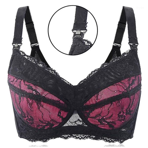 

women's full figure lightly lined underwire lace bra 34 36 38 40 42 44 46 48 b c d e f g h nursing bra1, Red;black