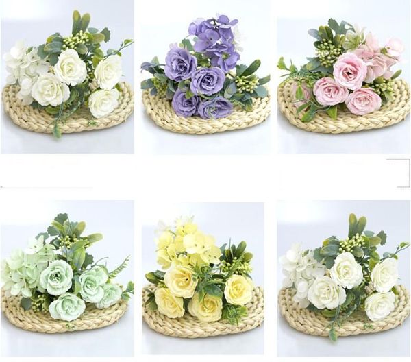 

artificial rose simulation hydrangea combination northern europe small rose home living room decorative artificial flower 6 colors1
