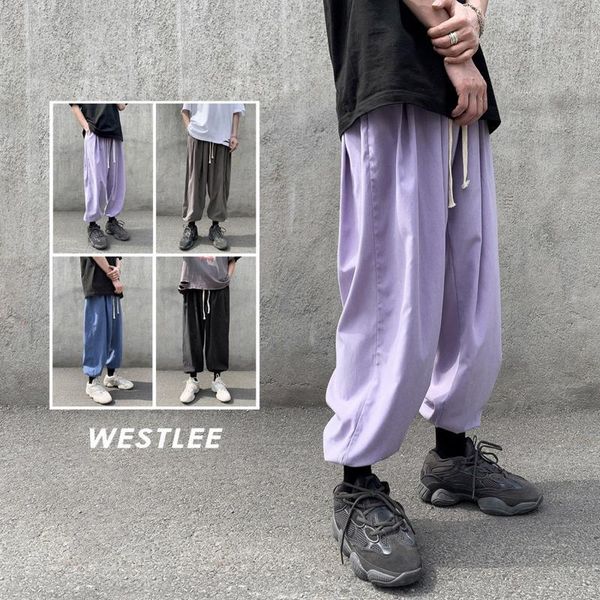 

summer sweatpants men's fashion solid color drawstring casual joggers pants men streetwear loose straight trousers mens s-2xl1, Black