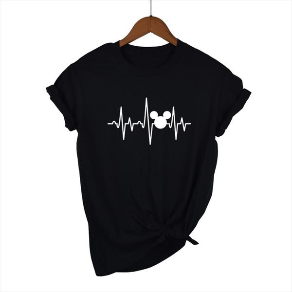 

t shirt плюс размер 100% хлопок тенниска женщины рубашка лето топы graphic tees женщина смешного heartbeat kawaii майк xs xl, White