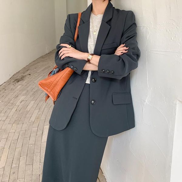 

two piece dress women's clothing, 2021 autumn female suits commuter small suit jacket + split skirts. 3035, White