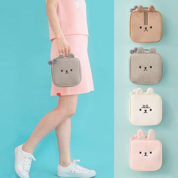 

cosmetic bag square cosmetic bag plush cute animal embroidery large-capacity square