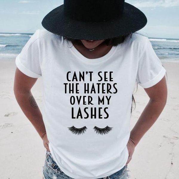 

cant see the haters over my lashes t-shirt makeup shirt artist eyelashes funny graphic women fashion tee tumblr slogan goth, White