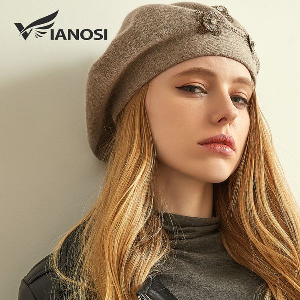 

vianosi зимы женщин hat берет женский ангоры шерсти вязаные береты роскошные rhinestone caps мода сплошной цвет толстые gorros 201019, Blue;gray