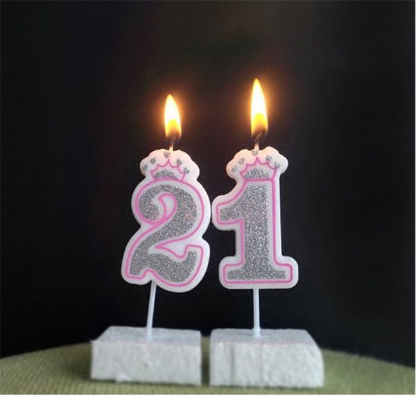 

creative silver pink/blue crown birthday candles digital 0-9 smoke-candles cake for children gifts birthday de jlldza