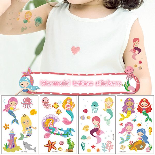 

waterproof sweat tattoo stickers children cartoon fantasy princess stickers set mermaid tattoo stickers christmas toy