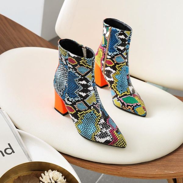 

boots black ladies high heel autumn short square shoes women 40-43