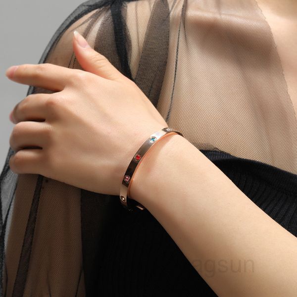 

light luxury band diamond bracelet fadeless classic rose gold titanium steel bracelet women's hand jewelry net red minority design taiu, Black