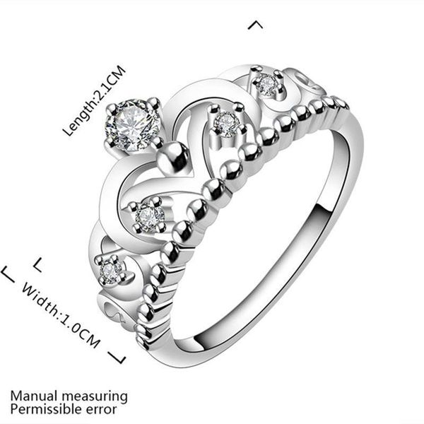 

new fashion lady wedding ring cute lovely simple color silver jewelry women crystal crown ring r601 h sqcfvd