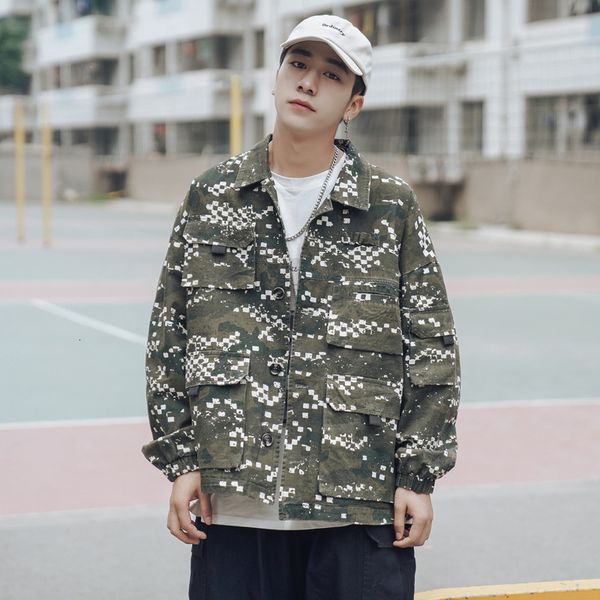 

city fanpin autumn 2020 loose camouflage multi pocket men's jacket, Black;brown