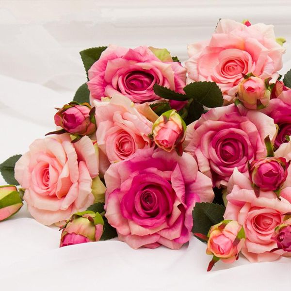 

decorative flowers & wreaths home silk artificial rose flower bride bouquet for wedding car decoration marriage party