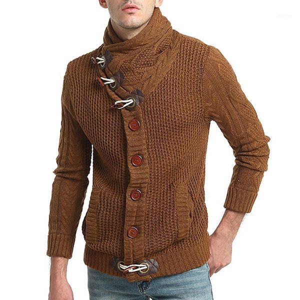 

sweater pullover men 2021 male brand casual slim sweaters men horns buckle thick hedging turtleneck men's sweater1, White;black