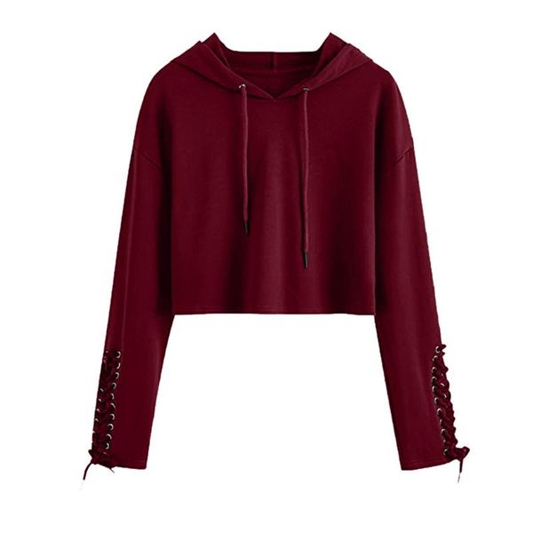 

women long sleeve sweatshirt solid distressed crop hooded casual blouse spring autumn lady korean fashion clothes pullover, Black