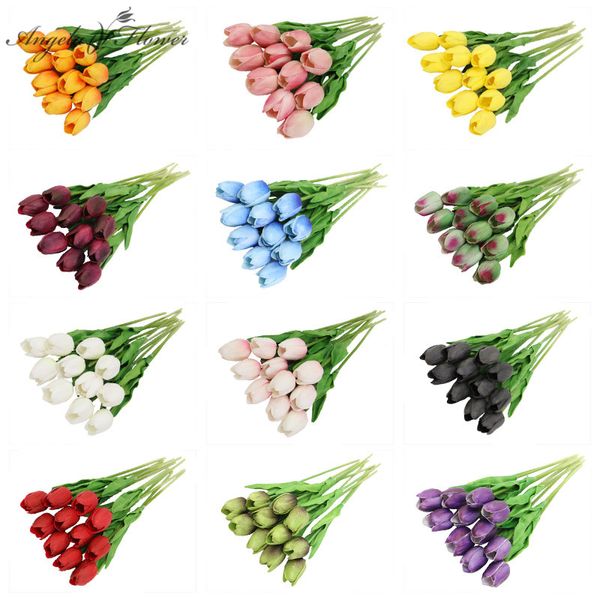 33 pezzi PU ramo di tulipano fiore artificiale tocco reale bouquet di fiori decorazione per la tavola di casa festa di nozze display foto puntelli regali