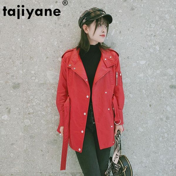 

tajiyane 100% real sheepskin coat female autumn winter jackets 2020 moto biker genuine leather jacket women leather coats 200011, Black