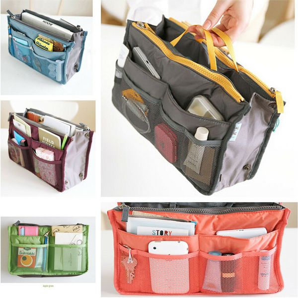 

portable women ladies outdoor travel cosmestic bag insert handbag organizer purse liner organizer bags make up storage tidy bag