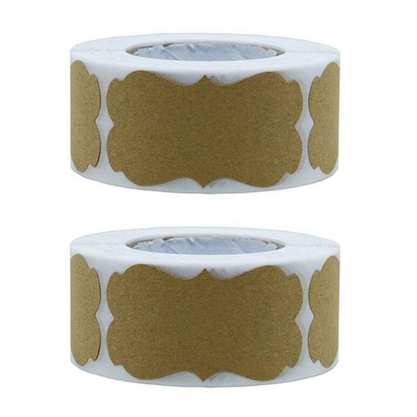 

2 rolls vintage blank kraft label sealing sticker brown kraft paper party gift stickers diy handmade package tags baking decor