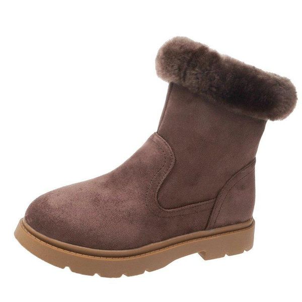 

flock winter shoes snow boots women warm plush ankle platform flat casual fashion female, Black