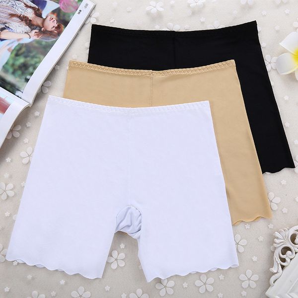 

fashion summer women safety solid color traceless anti exposure ladies girls casual seamless boxer shorts xrq88, White;black