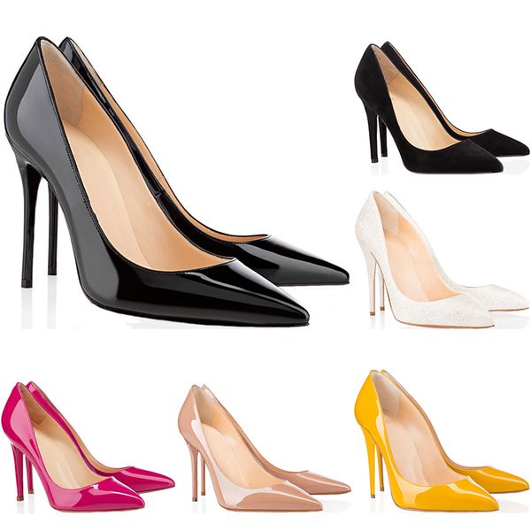 

female mysterious red wine thin heel pumps women stiletto pointed toe ladies dress party wedding 8cm 10cm 12cm leather high heels, Black