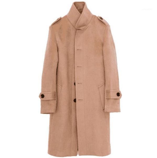 

thicken casual woolen coat men trench coats long sleeves overcoat mens cashmere coat casaco masculino inverno erkek england 9031, Black