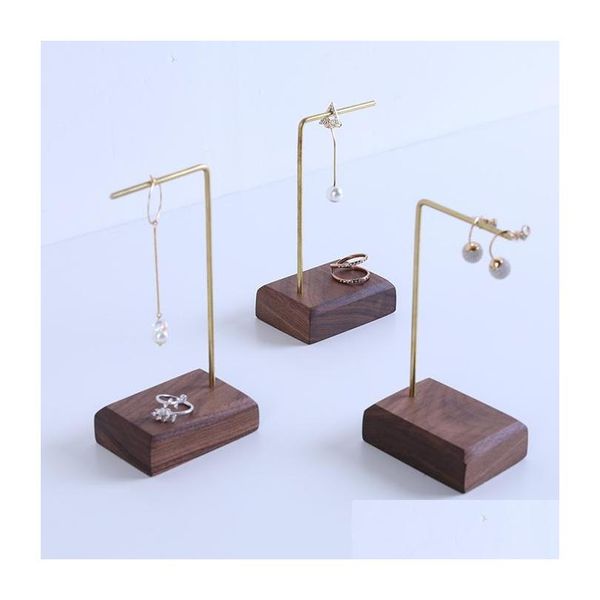 

black walnut jewelry display stand metal rod prop jewellery necklace earrings deskorganizer shop showcase shelf exhibition holder m5ybo