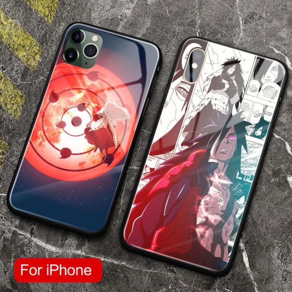 

bgrfuchiha madara animated mobile phone case bright tempered glass cover coke for vip se 6 6s 7 plus x 11 12 mini pro