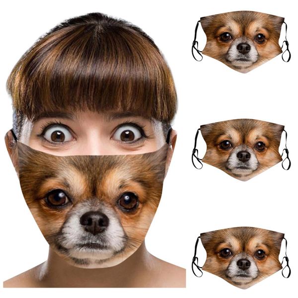 

3pc funny face scarf mask mascarillas dog face print cubrebocas mondmasker face masque lavable bandage mouth maske mascara wmtfxw xhlove