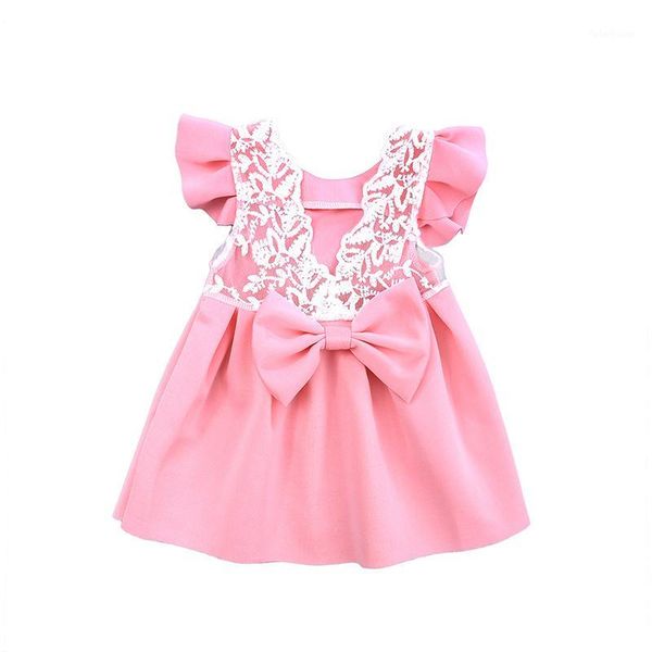 

girl dress 6m-3y baby girls toddler princess bow dresses kids ball gown party dress sundress1, Red;yellow