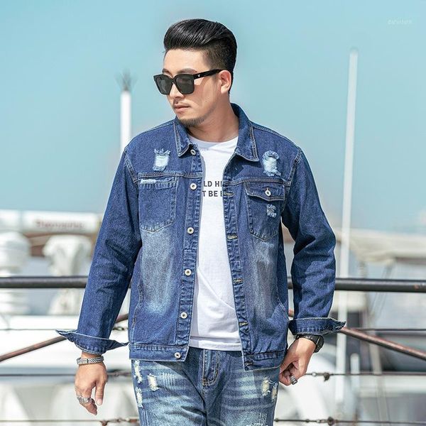 

2020 spring new men's clothing denim jacket tide brand wild cotton large size coat loose plus fat increase coat1, Black;brown